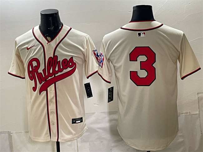Men's Philadelphia Phillies #3 Bryce Harper Cream 2026 Field of Dreams Stadium Stitched Baseball Jersey