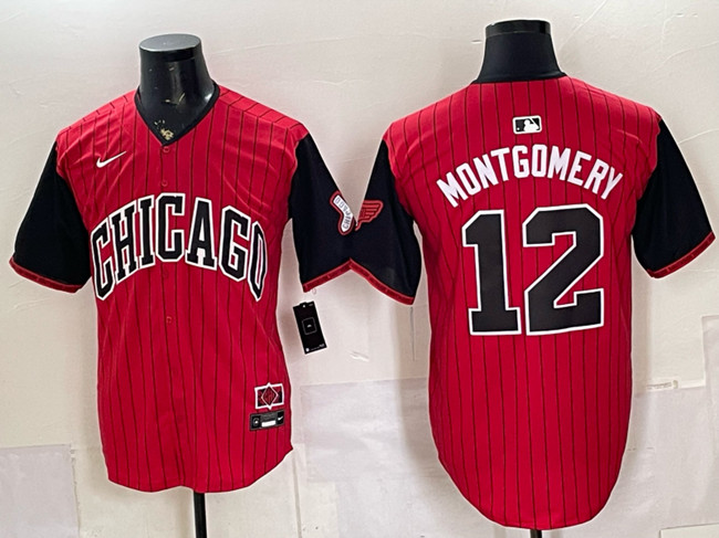 Men's Chicago White Sox #12 Colson Montgomery Red_Black 2025 City Connect Limited Stitched Baseball Jersey
