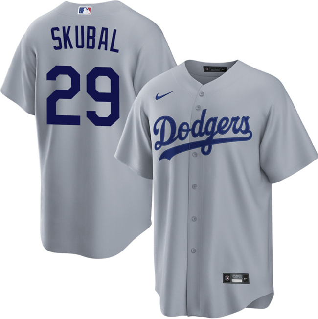Men's Los Angeles Dodgers #29 Tarik Skubal Grey Cool Base Stitched Baseball Jersey