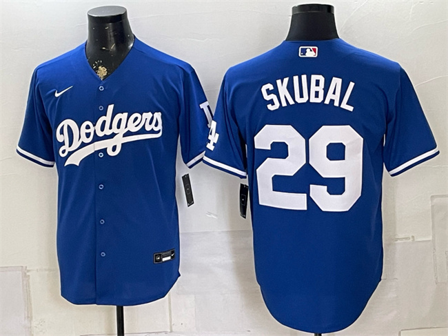 Men's Los Angeles Dodgers #29 Tarik Skubal Royal Cool Base Stitched Baseball Jersey