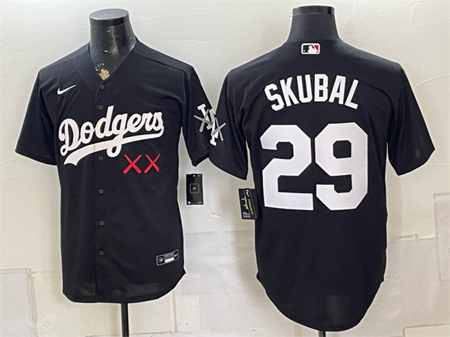 Men's Los Angeles Dodgers x KAWS #29 Tarik Skubal Black Vapor Premier Limited Stitched Baseball Jersey