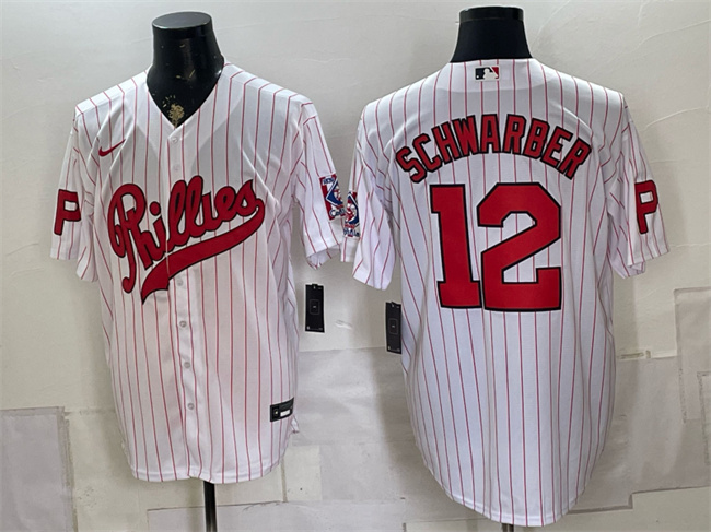 Men's Philadelphia Phillies #12 Kyle Schwarber White 2026 Field of Dreams Stadium Stitched Baseball Jerseys