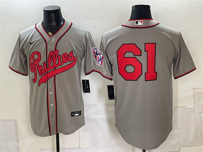 Men's Philadelphia Phillies #61 Cristopher Sanchez Gray 2026 Field of Dreams Stadium Stitched Baseball Jersey