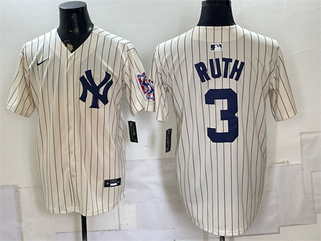Men's New York Yankees #3 Babe Ruth Cream 2026 Field of Dreams Stadium Stitched Baseball Jersey