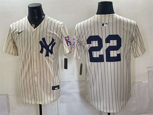 Men's New York Yankees #22 Ben Rice Cream 2026 Field of Dreams Stadium Stitched Baseball Jerseys