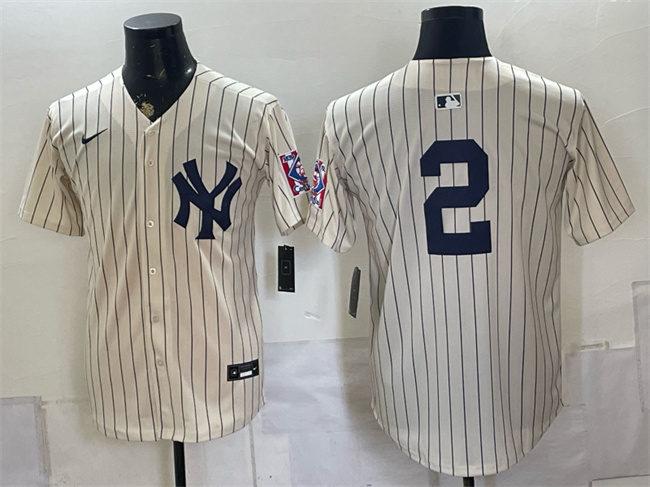 Men's New York Yankees #2 Derek Jeter Cream 2026 Field of Dreams Stadium Stitched Baseball Jerseys