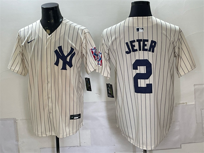 Men's New York Yankees #2 Derek Jeter Cream 2026 Field of Dreams Stadium Stitched Baseball Jersey