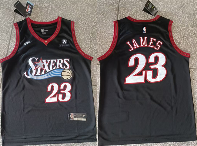 Youth Philadelphia 76ers #23 LeBron James Black 2026-2026 Classic Edition Stitched Jersey
