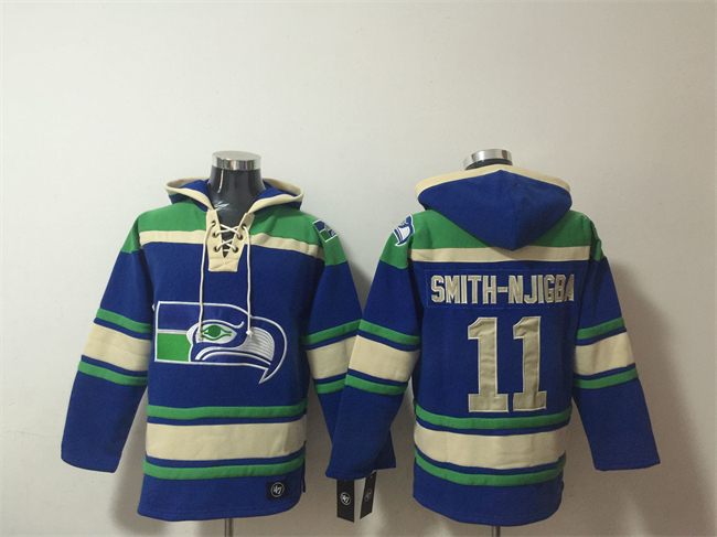 Men's Seattle Seahawks #11 Jaxon Smith-Njigba Royal Ageless Must-Have Lace-Up Pullover Hoodie