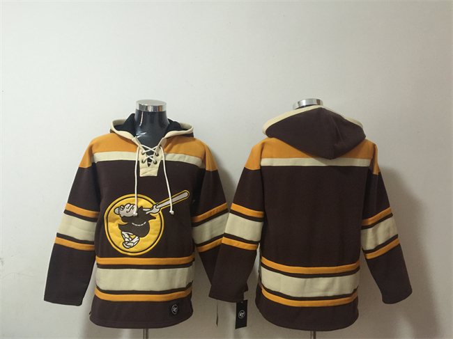 Men's San Diego Padres Blank Brown Yellow Ageless Must-Have Lace-Up Pullover Hoodie