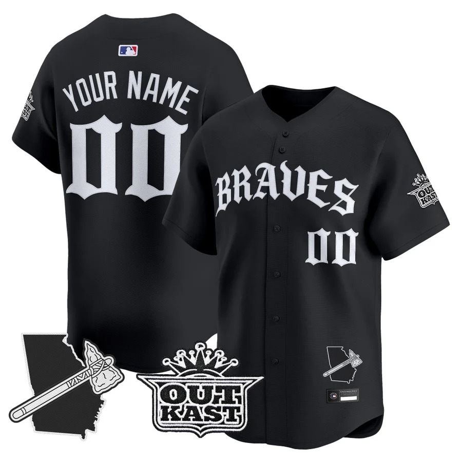 Atlanta Braves 'Old English Edition' Vapor Premier Limited Custom Jersey Black - All Stitched