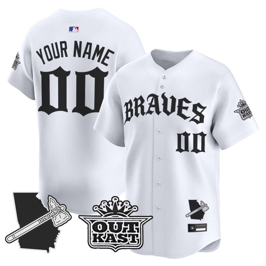 Atlanta Braves 'Old English Edition' Vapor Premier Limited Custom Jersey White - All Stitched