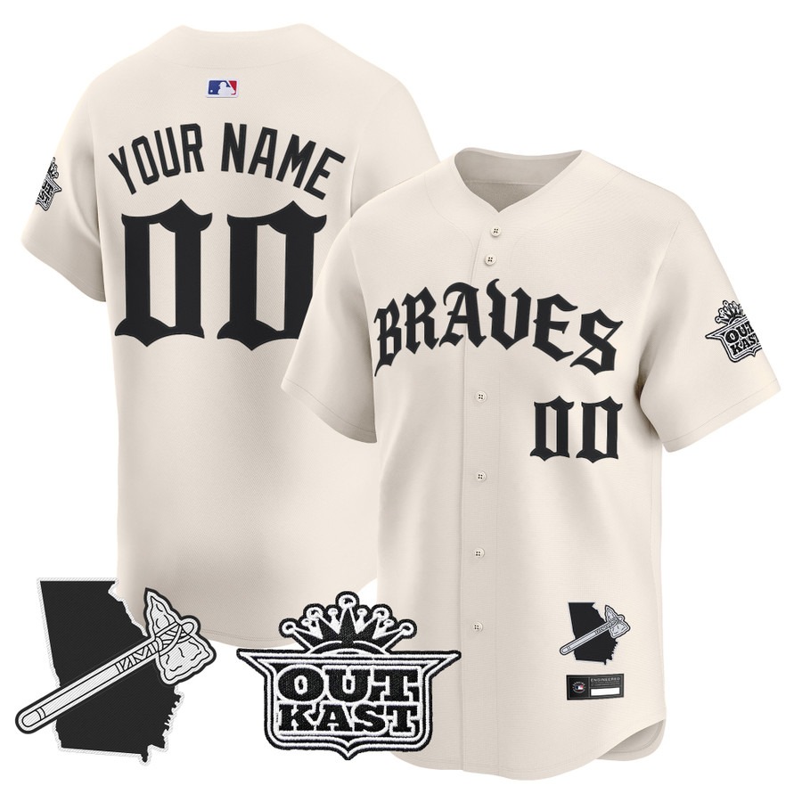 Atlanta Braves 'Old English Edition' Vapor Premier Limited Custom Jersey Cream - All Stitched