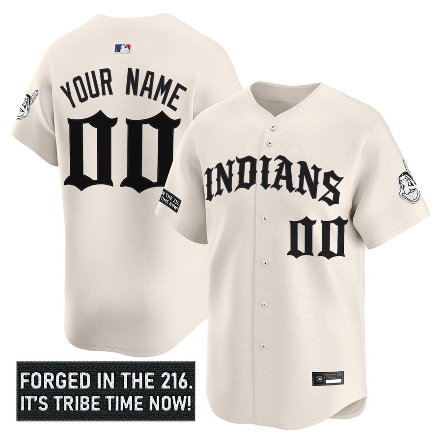 Cleveland Indians 'Old English Edition' Vapor Premier Limited Custom Jersey Cream - All Stitched