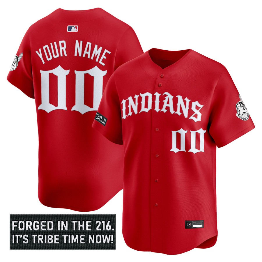 Cleveland Indians 'Old English Edition' Vapor Premier Limited Custom Jersey Red - All Stitched
