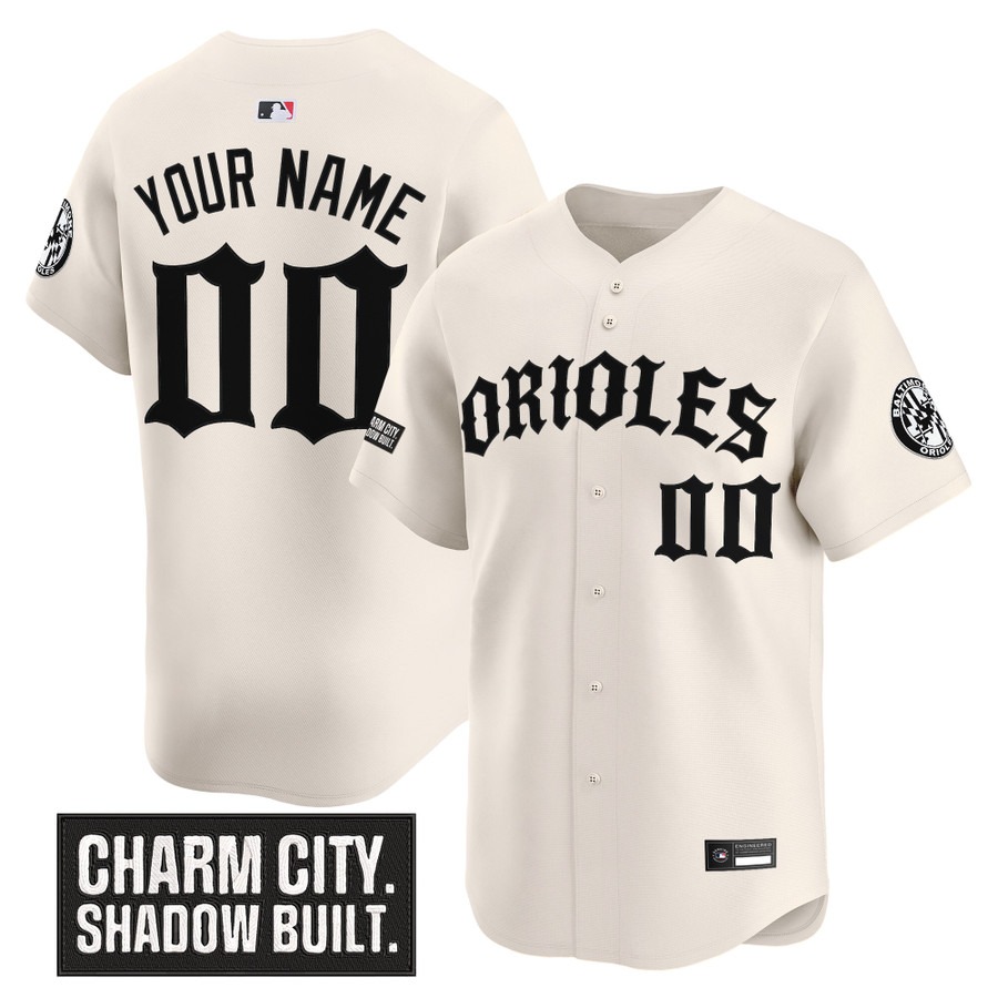 Baltimore Orioles 'Old English Edition' Vapor Premier Limited Custom Jersey Cream - All Stitched