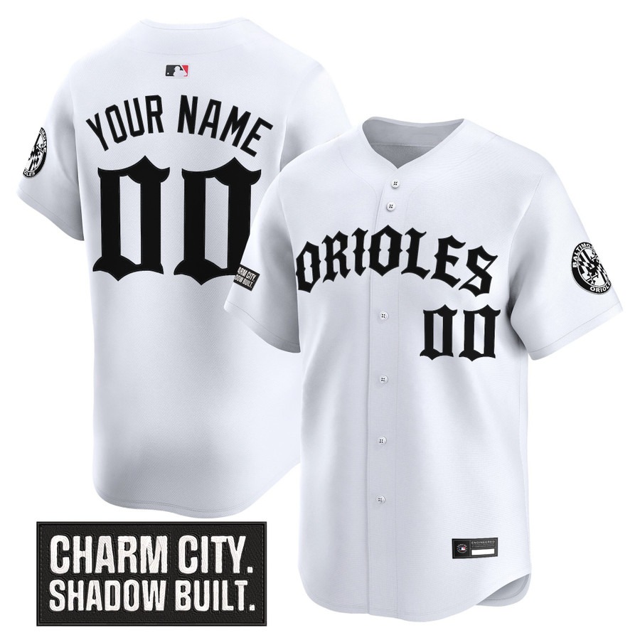Baltimore Orioles 'Old English Edition' Vapor Premier Limited Custom Jersey White - All Stitched