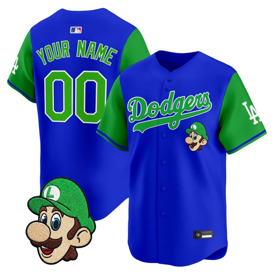 Los Angeles Dodgers x Super Mario Vapor Premier Limited Custom Jersey Luigi - All Stitched