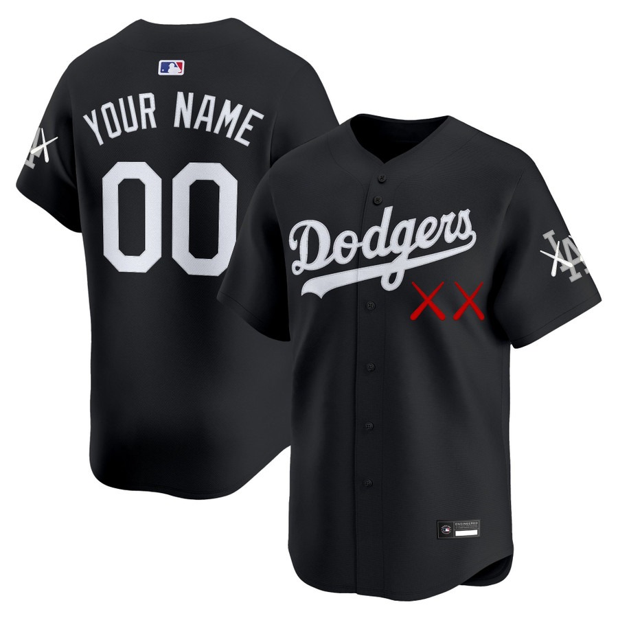 Los Angeles Dodgers x KAWS Vapor Premier Limited Custom Jersey Black - All Stitched