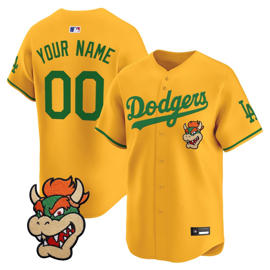 Los Angeles Dodgers x Super Mario Vapor Premier Limited Custom Jersey Bowser - All Stitched