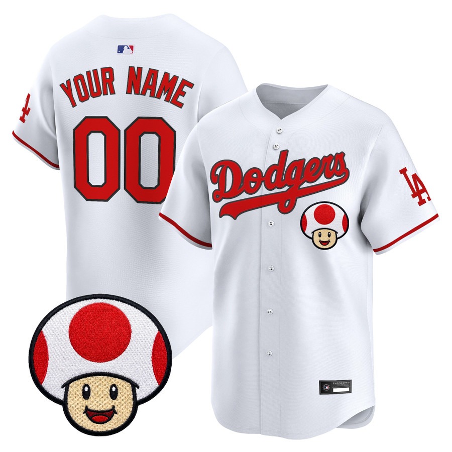 Los Angeles Dodgers x Super Mario Vapor Premier Limited Custom Jersey Toad - All Stitched