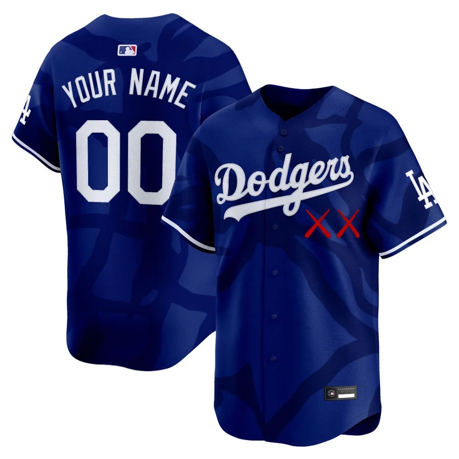 Los Angeles Dodgers x KAWS Vapor Premier Limited Custom Jersey Royal - All Stitched