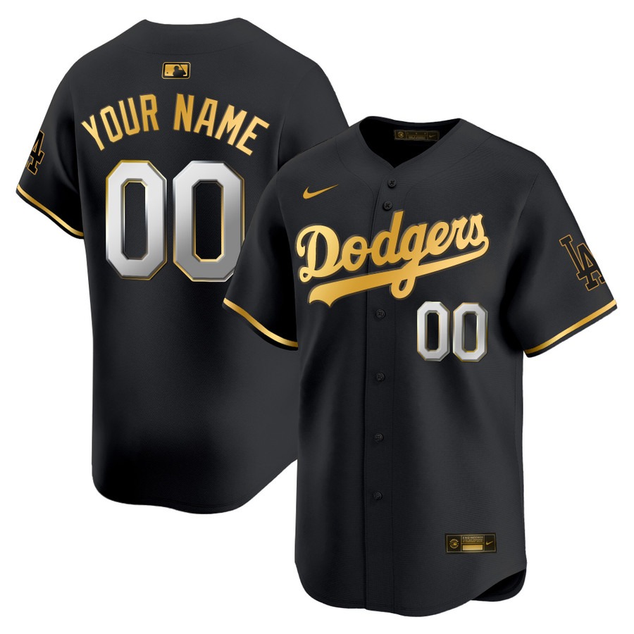 Los Angeles Dodgers Vapor Premier Limited Custom Jersey Black Gold - All Stitched