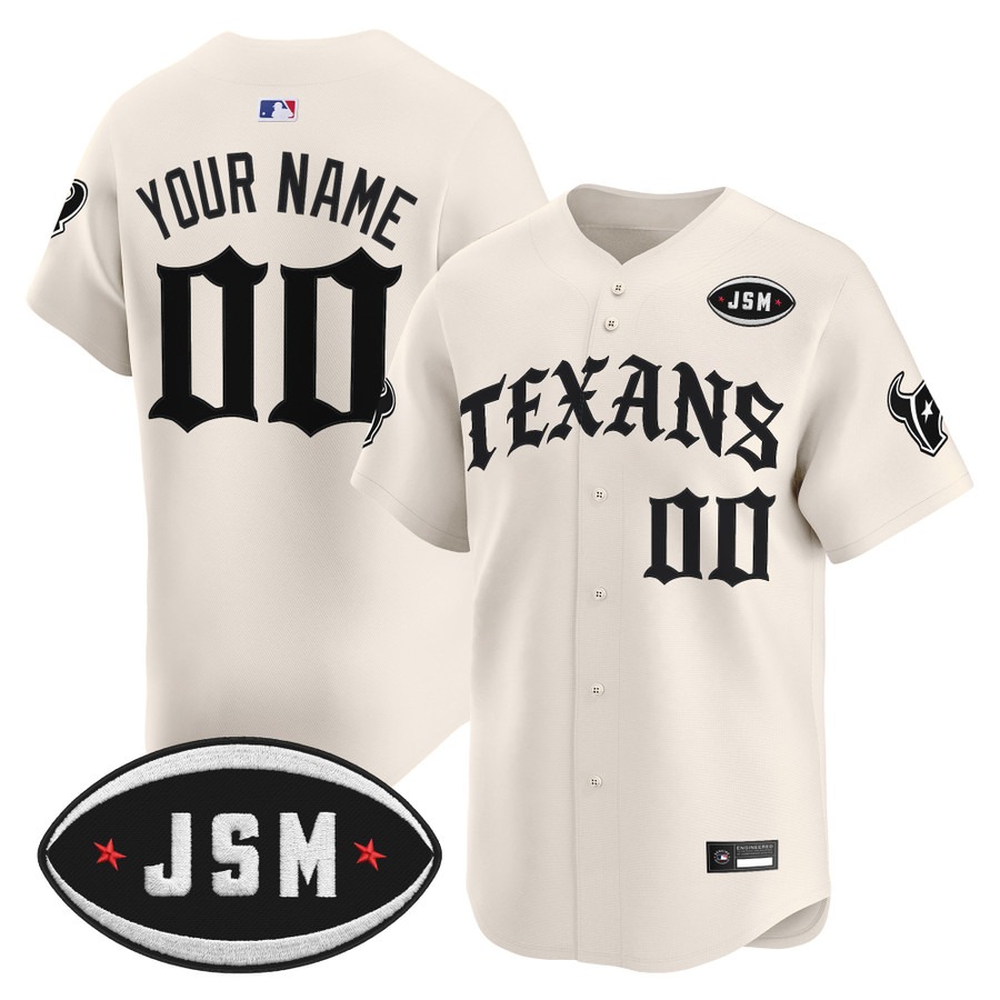 Houston Texans 'Old English Edition' Vapor Premier Limited Custom Jersey Cream - All Stitched