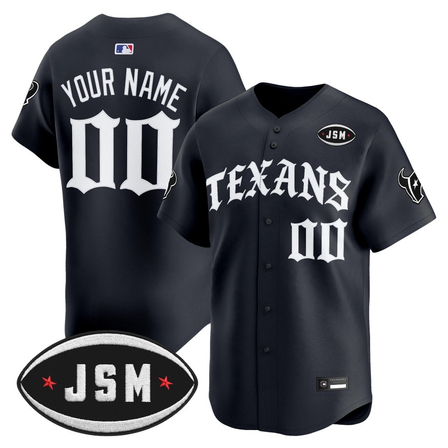 Houston Texans 'Old English Edition' Vapor Premier Limited Custom Jersey Navy - All Stitched