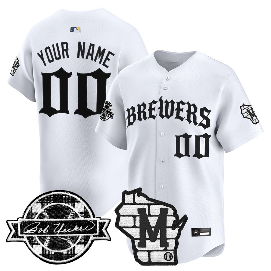 Milwaukee Brewers 'Old English Edition' Vapor Premier Limited Custom Jersey White - All Stitched