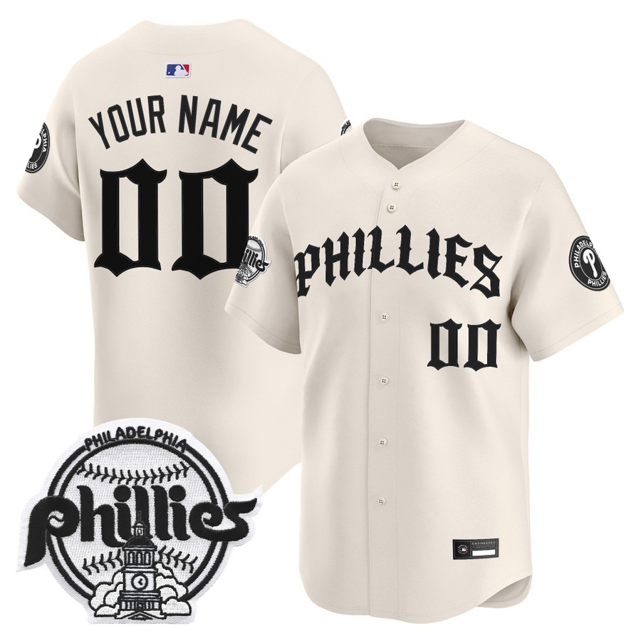 Philadelphia Phillies 'Old English Edition' Vapor Premier Limited Custom Jersey Cream - All Stitched