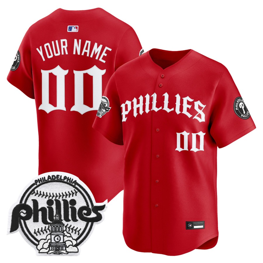 Philadelphia Phillies 'Old English Edition' Vapor Premier Limited Custom Jersey Red - All Stitched