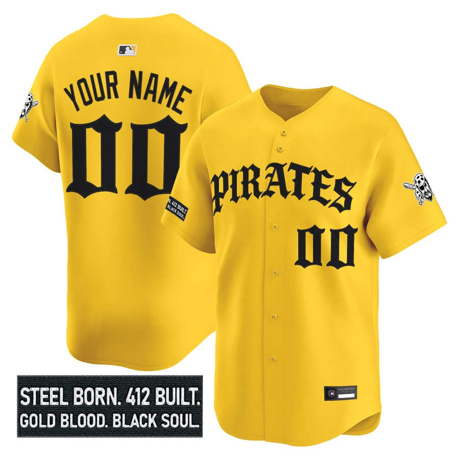 Pittsburgh Pirates 'Old English Edition' Vapor Premier Limited Custom Jersey Gold - All Stitched