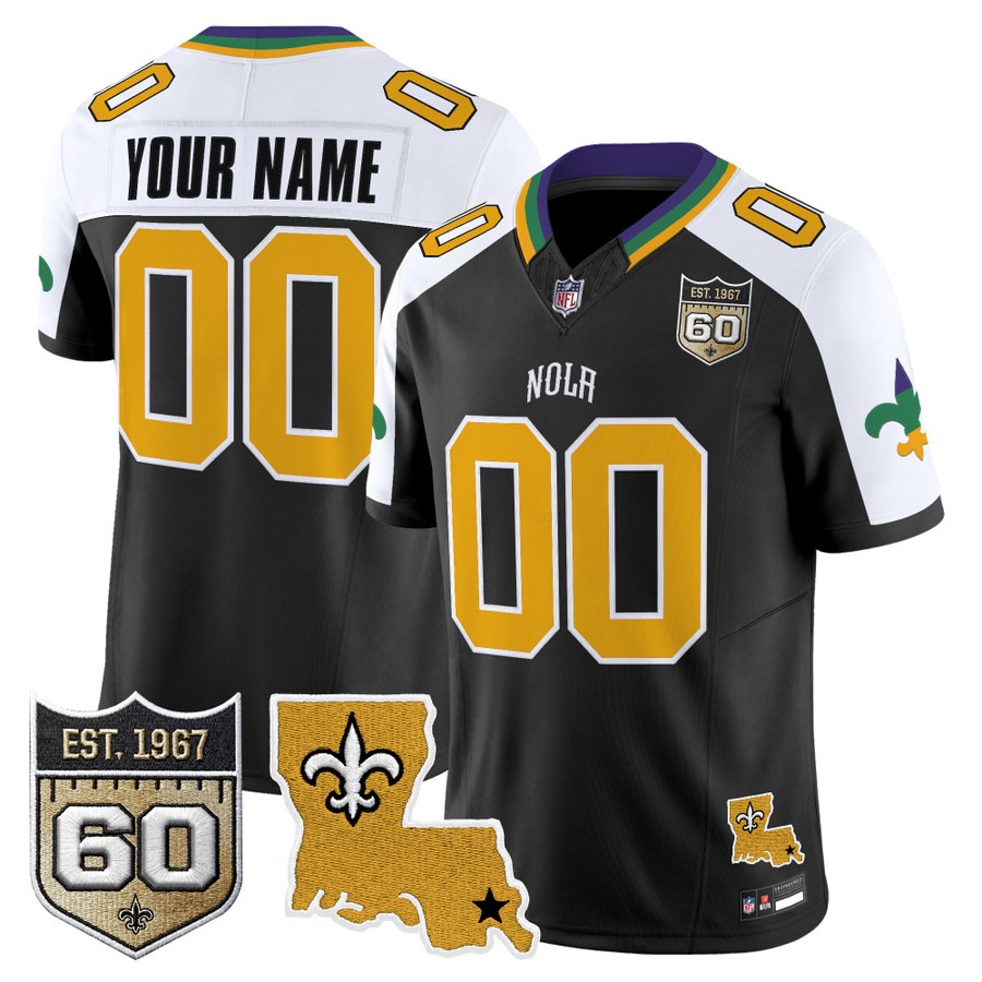 Saints 2026 New Orleans City Vapor Limited Custom Jersey Alternate - 60th Anniversary Patch - All Stitched