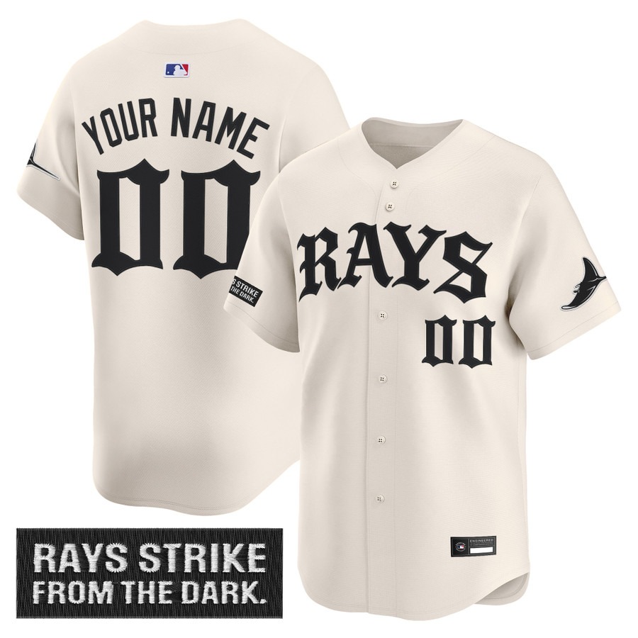 Tampa Bay Rays 'Old English Edition' Vapor Premier Limited Custom Jersey Cream - All Stitched