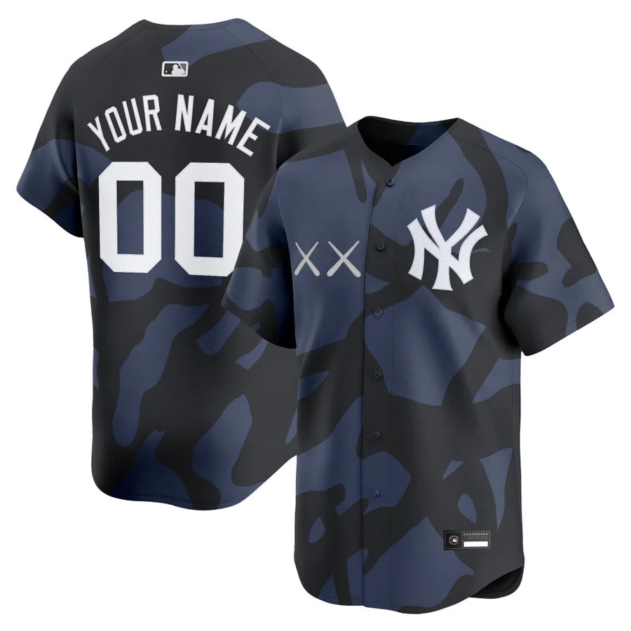 Yankees x KAWS Vapor Premier Limited Custom Jersey Navy - All Stitched