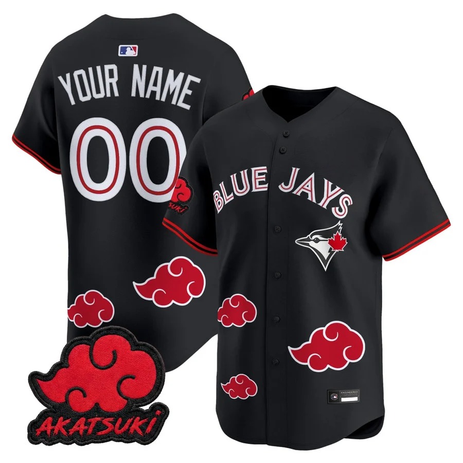 Toronto Blue Jays x Naruto Akatsuki Edition Custom Jersey - All Stitched