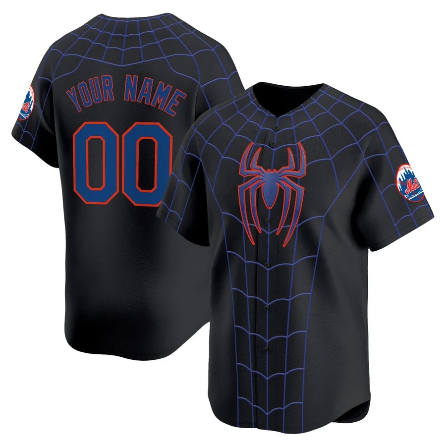 New York Mets x Spider Man Brand New Day Vapor Premier Limited Custom Jersey Black - Stitched