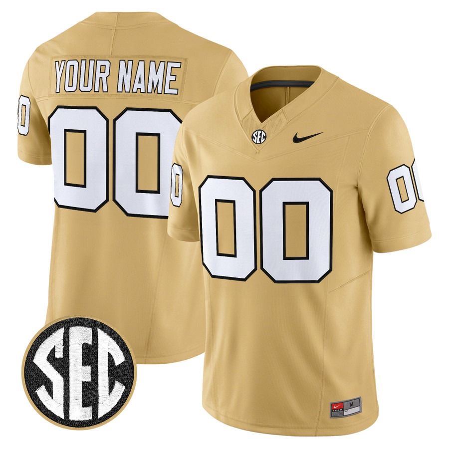 Vanderbilt Commodores 2026 Vapor Limited Custom Jersey V2 Gold - All Stitched