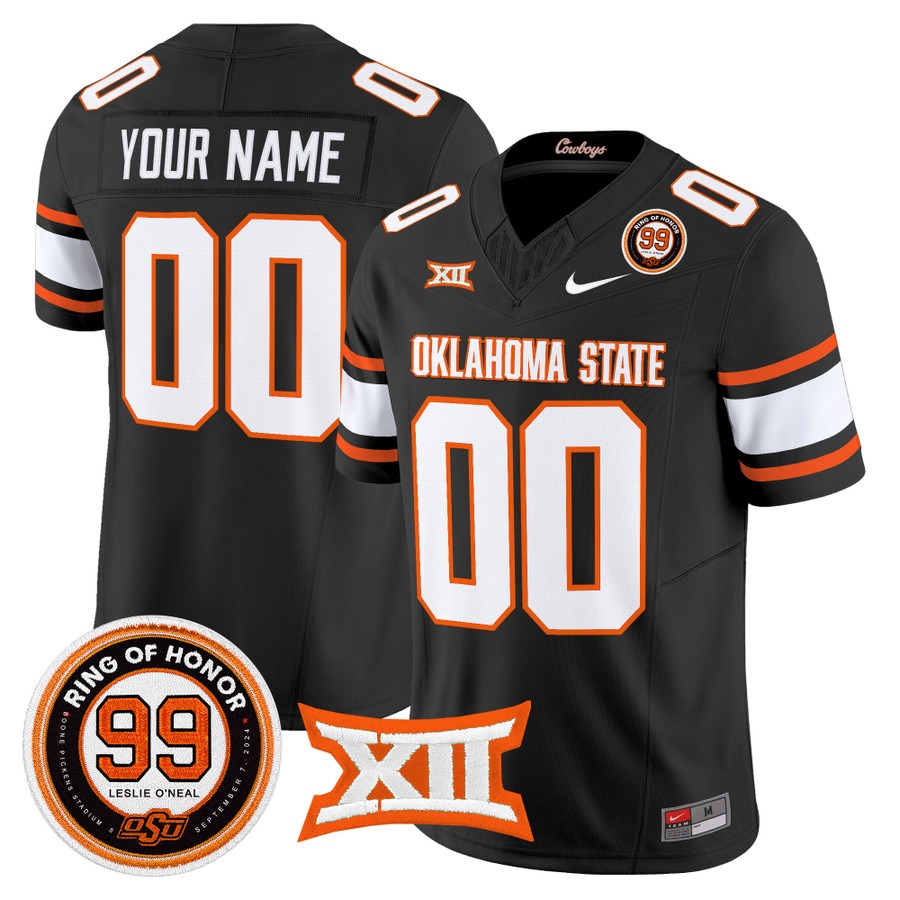 Oklahoma State Cowboys 2026 Vapor Limited Custom Jersey Black - Leslie O'neal Patch - All Stitched