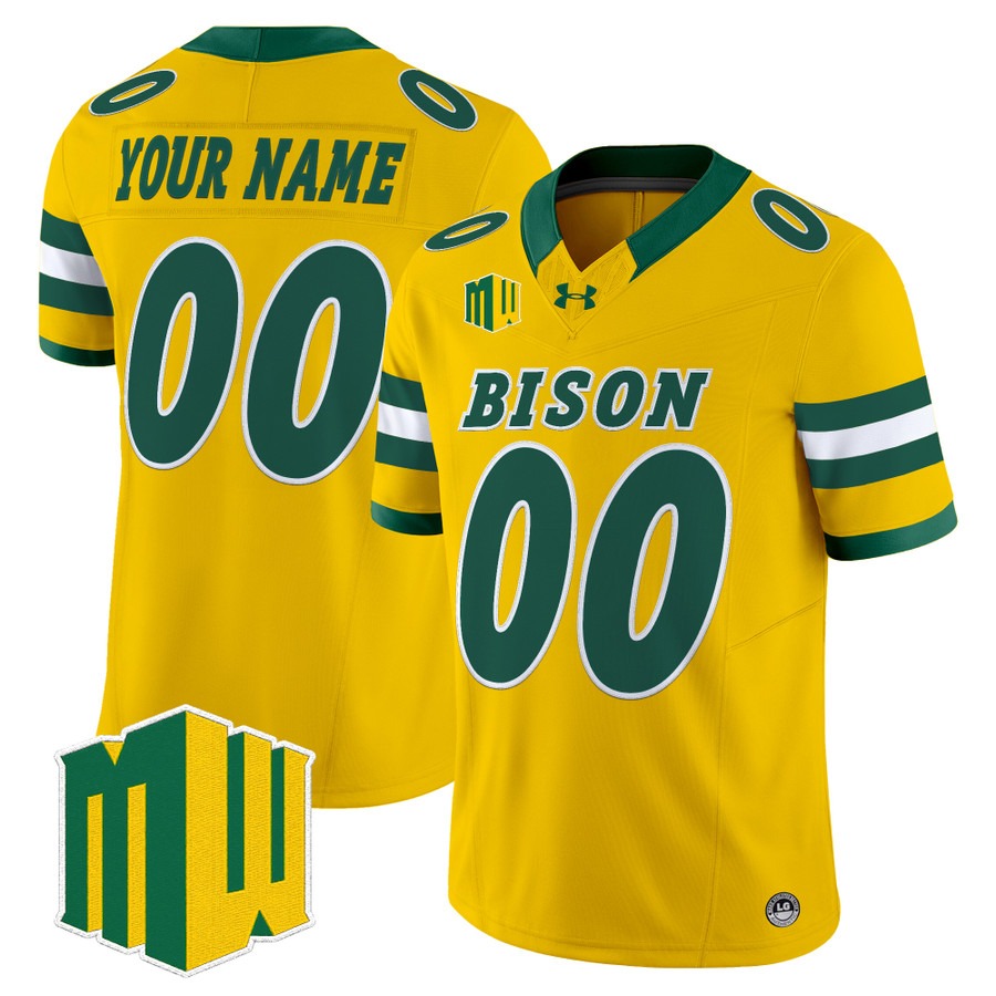 North Dakota State Bison 2026 Vapor Limited Custom Jersey Gold - All Stitched