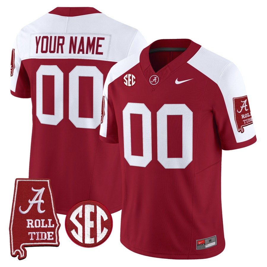 Alabama Crimson Tide 2026 Vapor Limited Custom Jersey Crimson Alternate - Alabama Map - All Stitched