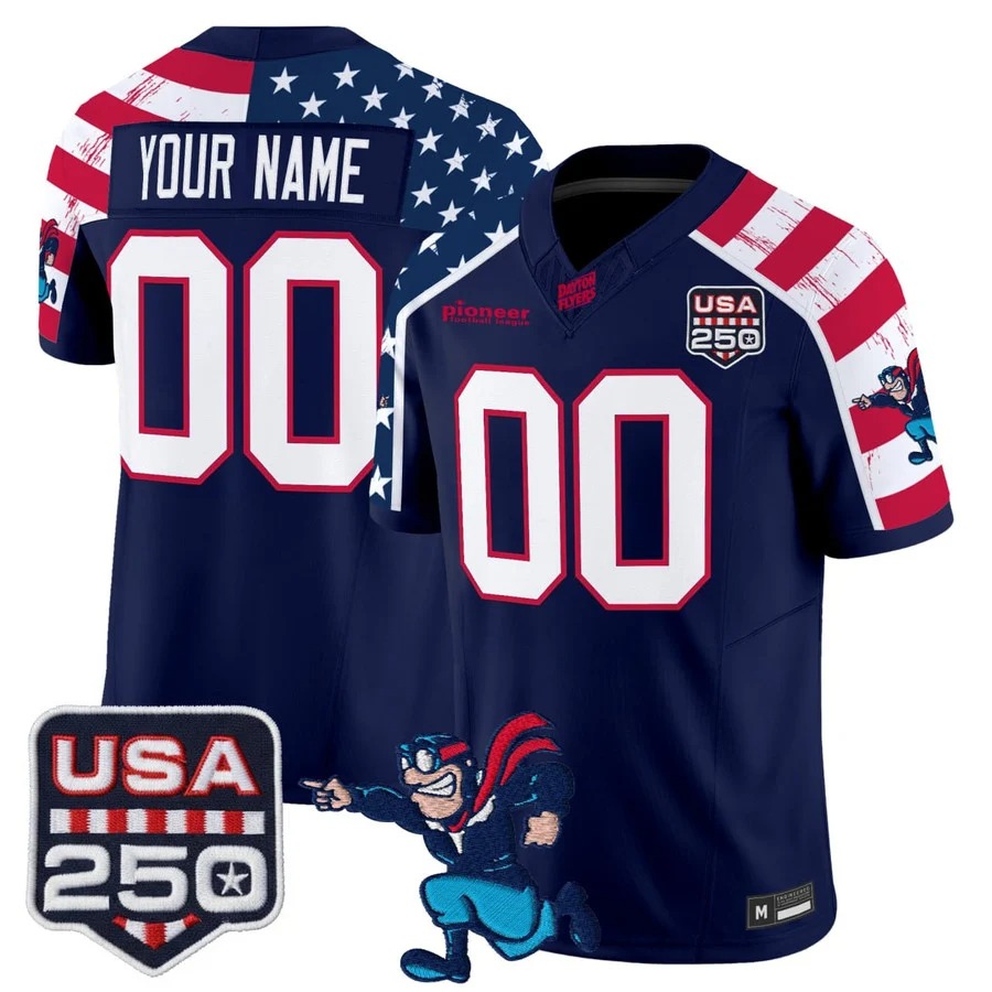 Dayton Flyers Football America 250th Anniversary Custom Jersey - All Stitched