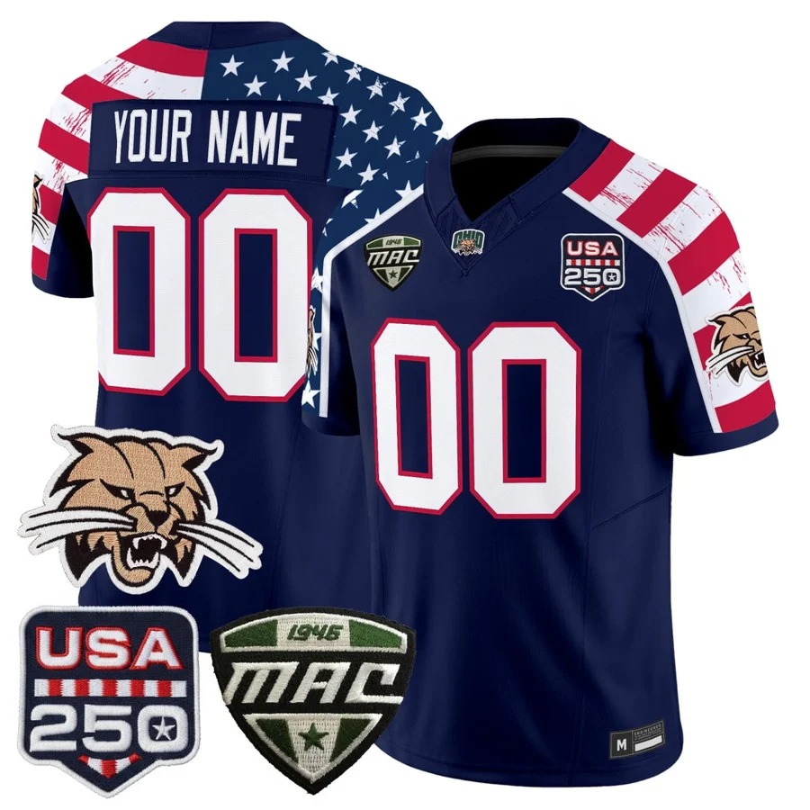 Ohio Bobcats Football America 250th Anniversary Custom Jersey - All Stitched