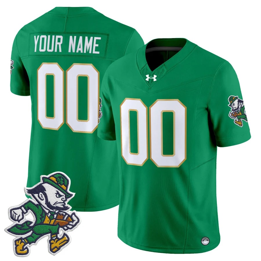 Notre Dame Fighting Custom Jersey Green - All Stitched
