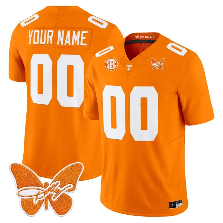 Tennessee Volunteers Dolly Parton Patch Vapor Limited Custom Jersey Orange - All Stitched