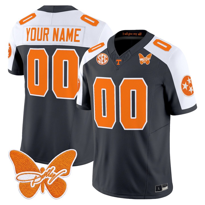 Tennessee Volunteers Dolly Parton Patch Vapor Limited Custom Jersey Grey Alternate - All Stitched