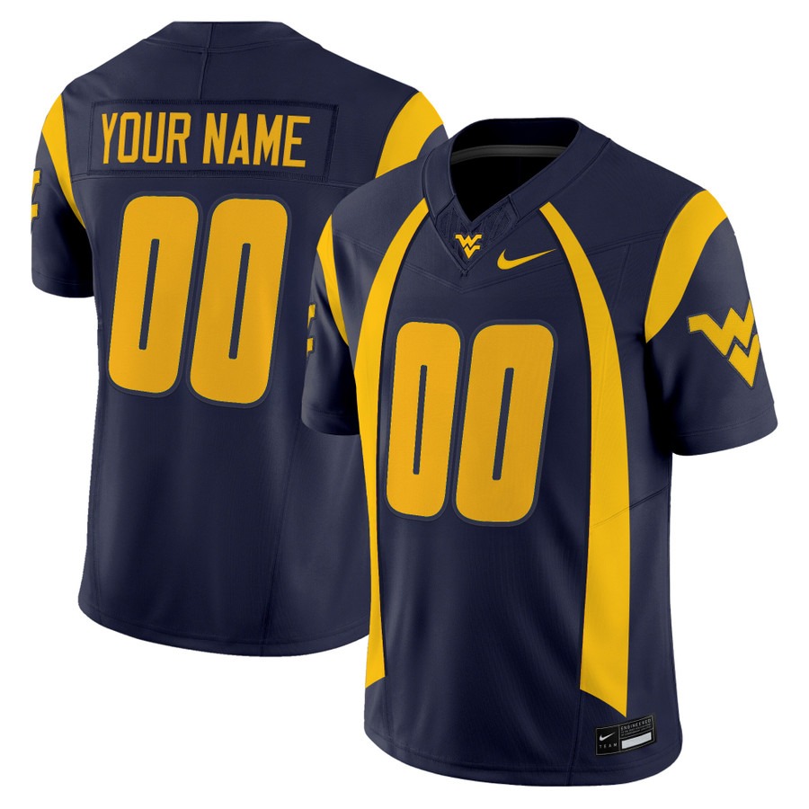 West Virginia Mountaineers Throwback Vapor Limited Custom Jersey Navy - All Stitched