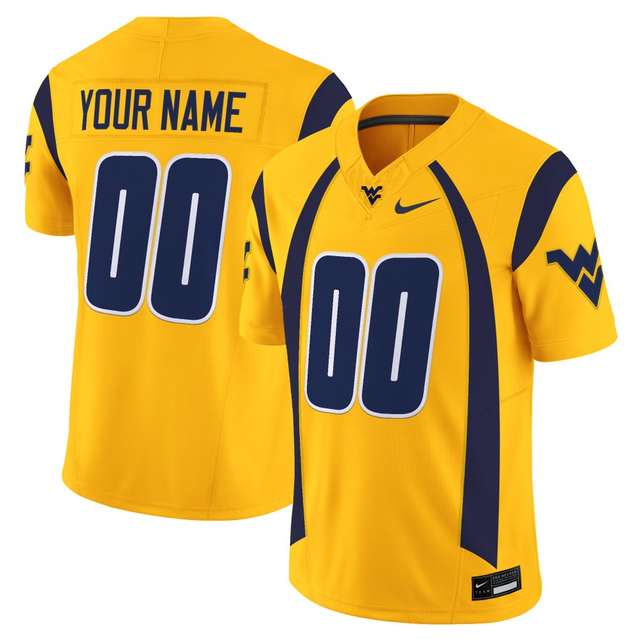 West Virginia Mountaineers Throwback Vapor Limited Custom Jersey Gold - All Stitched