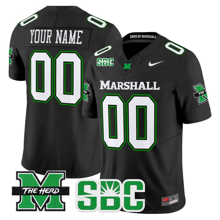 Marshall Thundering Herd 2026 Vapor Limited Custom Jersey Black - All stitched